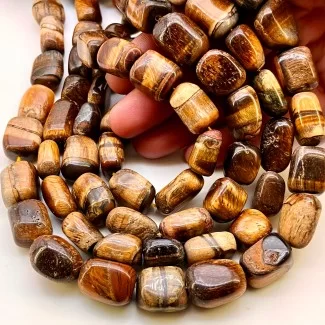 Tiger Eye 12-19mm Smooth Nugget Shape A Grade Gemstone Beads Strand - Total 1 Strand of 15 Inch.