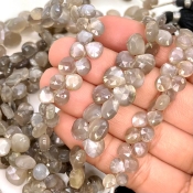 Grey Moonstone 6-10.5mm Briolette Heart Shape AA+ Grade Gemstone Beads Lot - Total 10 Strands of 7 Inch.