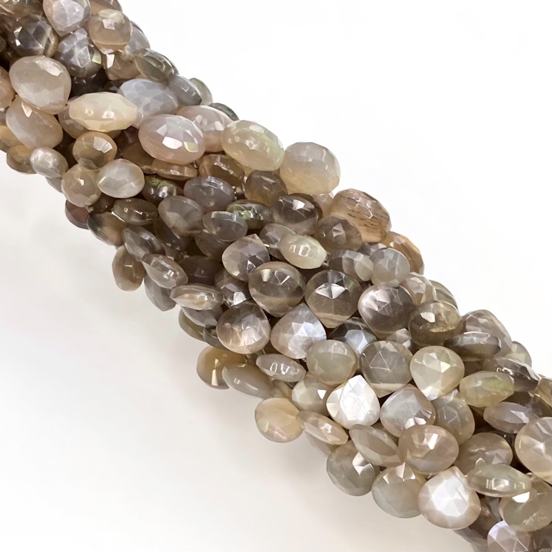 Grey Moonstone 6-10.5mm Briolette Heart Shape AA+ Grade Gemstone Beads Lot - Total 10 Strands of 7 Inch.