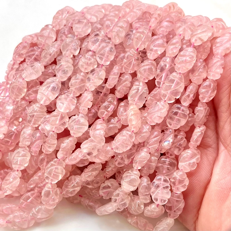 Rose Quartz 8-10mm Carved Oval Shape A+ Grade Gemstone Beads Strand - Total 1 Strand of 13 Inch.