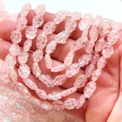 Rose Quartz 8-10mm Carved Oval Shape A+ Grade Gemstone Beads Strand - Total 1 Strand of 13 Inch.