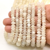 White Moonstone 4-8mm Smooth Rondelle Shape AAA Grade Gemstone Beads Strand - Total 1 Strand of 18 Inch.