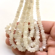 White Moonstone 4-8mm Smooth Rondelle Shape AAA Grade Gemstone Beads Strand - Total 1 Strand of 18 Inch.