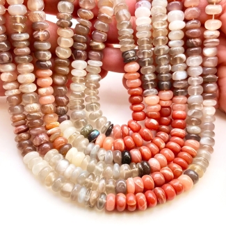 Multi Moonstone 8-8.5mm Smooth Rondelle Shape AA Grade Gemstone Beads Strand - Total 1 Strand of 13 Inch.