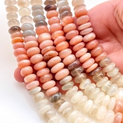 Multi Moonstone 10-12mm Smooth Rondelle Shape AA Grade Gemstone Beads Strand - Total 1 Strand of 13 Inch.