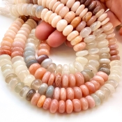 Multi Moonstone 10-12mm Smooth Rondelle Shape AA Grade Gemstone Beads Strand - Total 1 Strand of 13 Inch.