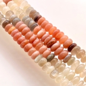 Multi Moonstone 10-12mm Smooth Rondelle Shape AA Grade Gemstone Beads Strand - Total 1 Strand of 13 Inch.