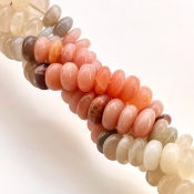 Multi Moonstone 10-12mm Smooth Rondelle Shape AA Grade Gemstone Beads Strand - Total 1 Strand of 13 Inch.