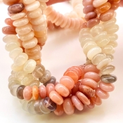 Multi Moonstone 10-12mm Smooth Rondelle Shape AA Grade Gemstone Beads Strand - Total 1 Strand of 13 Inch.