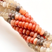 Multi Moonstone 8-9mm Smooth Rondelle Shape AA Grade Gemstone Beads Strand - Total 1 Strand of 13 Inch.