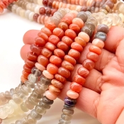 Multi Moonstone 8-9mm Smooth Rondelle Shape AA Grade Gemstone Beads Strand - Total 1 Strand of 13 Inch.