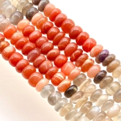 Multi Moonstone 8-9mm Smooth Rondelle Shape AA Grade Gemstone Beads Strand - Total 1 Strand of 13 Inch.