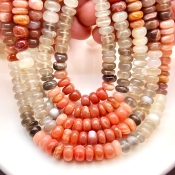 Multi Moonstone 8-9mm Smooth Rondelle Shape AA Grade Gemstone Beads Strand - Total 1 Strand of 13 Inch.