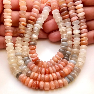 Multi Moonstone 8-8.5mm Smooth Rondelle Shape AA Grade Gemstone Beads Strand - Total 1 Strand of 13 Inch.