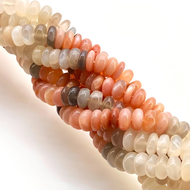 Multi Moonstone 9-10mm Smooth Rondelle Shape AA Grade Gemstone Beads Strand - Total 1 Strand of 13 Inch.