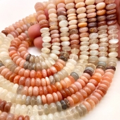 Multi Moonstone 9-10mm Smooth Rondelle Shape AA Grade Gemstone Beads Strand - Total 1 Strand of 13 Inch.