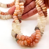 Multi Moonstone 9-10mm Smooth Rondelle Shape AA Grade Gemstone Beads Strand - Total 1 Strand of 13 Inch.
