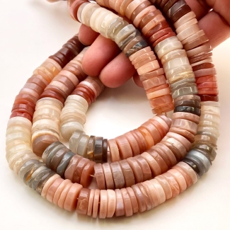 Multi Moonstone 12-13mm Smooth Wheel Shape AA Grade Gemstone Beads Strand - Total 1 Strand of 13 Inch.