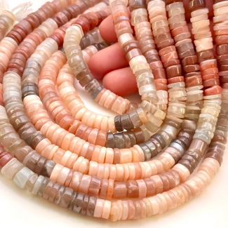 Multi Moonstone 7-8mm Smooth Wheel Shape AA Grade Gemstone Beads Strand - Total 1 Strand of 13 Inch.