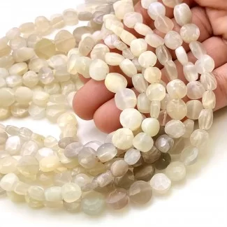 Multi Moonstone 6.5-10.5mm Briolette Coin Shape A Grade Gemstone Beads Lot - Total 15 Strands of 8 Inch.