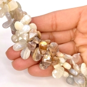 Multi Moonstone 10-13mm Briolette Pear Shape A Grade Gemstone Beads Lot - Total 5 Strands of 7 Inch.