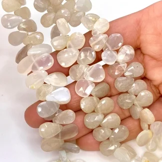 Multi Moonstone 11-14mm Briolette Pear Shape A Grade Gemstone Beads Lot - Total 5 Strands of 7 Inch.