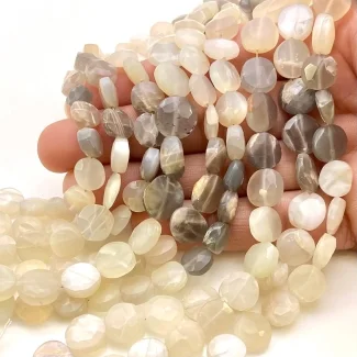 Multi Moonstone 8-11mm Briolette Coin Shape AA Grade Gemstone Beads Lot - Total 9 Strands of 8 Inch.