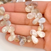 Multi Moonstone 9-13mm Briolette Pear Shape A Grade Gemstone Beads Lot - Total 6 Strands of 7 Inch.