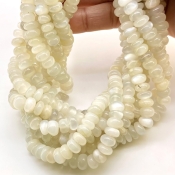 White Moonstone 7-8mm Smooth Rondelle Shape AA Grade Gemstone Beads Strand - Total 1 Strand of 13 Inch.