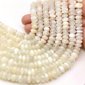 White Moonstone 7-8mm Smooth Rondelle Shape AA Grade Gemstone Beads Strand - Total 1 Strand of 13 Inch.