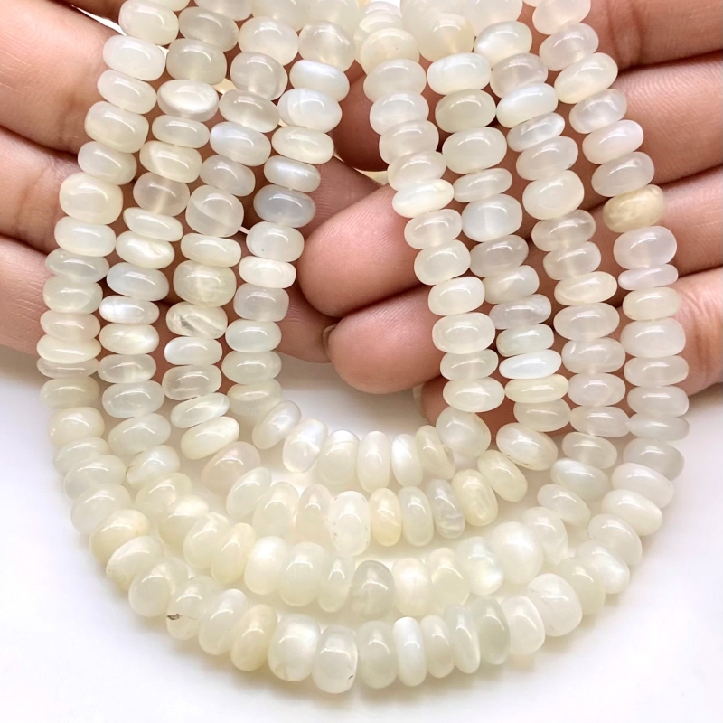 White Moonstone 7-8mm Smooth Rondelle Shape AA Grade Gemstone Beads Strand - Total 1 Strand of 13 Inch.