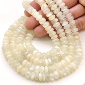 White Moonstone 7-8mm Smooth Rondelle Shape AA Grade Gemstone Beads Strand - Total 1 Strand of 13 Inch.