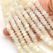 White Moonstone 7-8mm Smooth Rondelle Shape AA Grade Gemstone Beads Strand - Total 1 Strand of 13 Inch.