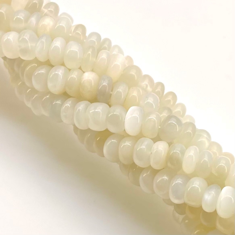 White Moonstone 7-8mm Smooth Rondelle Shape AA Grade Gemstone Beads Strand - Total 1 Strand of 13 Inch.