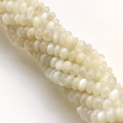 White Moonstone 8-9mm Smooth Rondelle Shape AA Grade Gemstone Beads Strand - Total 1 Strand of 13 Inch.