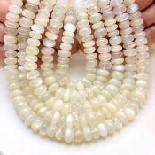 White Moonstone 8-9mm Smooth Rondelle Shape AA Grade Gemstone Beads Strand - Total 1 Strand of 13 Inch.