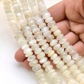 White Moonstone 8-9mm Smooth Rondelle Shape AA Grade Gemstone Beads Strand - Total 1 Strand of 13 Inch.