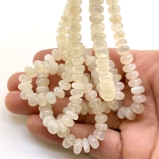 White Moonstone 4-8mm Smooth Rondelle Shape AAA Grade Gemstone Beads Strand - Total 1 Strand of 16 Inch.
