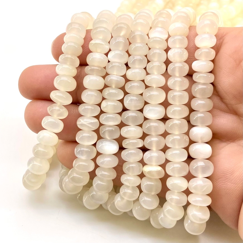 White Moonstone 4-8mm Smooth Rondelle Shape AAA Grade Gemstone Beads Strand - Total 1 Strand of 16 Inch.