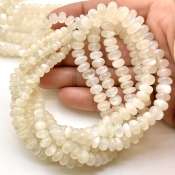 White Moonstone 4-8mm Smooth Rondelle Shape AAA Grade Gemstone Beads Strand - Total 1 Strand of 16 Inch.