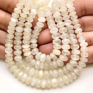 White Moonstone 4-8mm Smooth Rondelle Shape AAA Grade Gemstone Beads Strand - Total 1 Strand of 16 Inch.