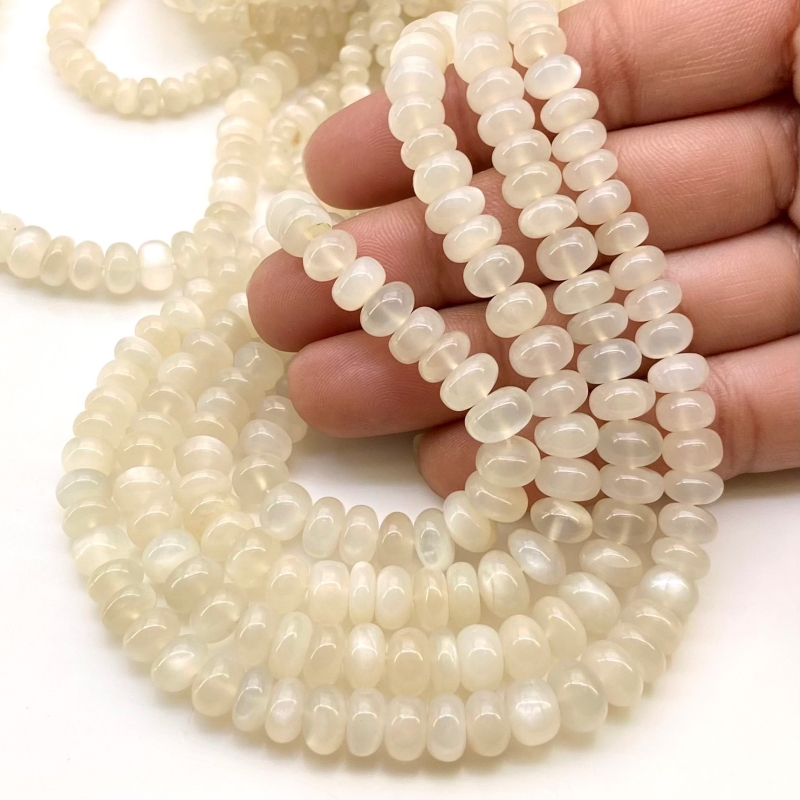 White Moonstone 4-8mm Smooth Rondelle Shape AAA Grade Gemstone Beads Strand - Total 1 Strand of 16 Inch.