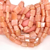 Peach Moonstone 9-13mm Faceted Nugget Shape AA+ Grade Gemstone Beads Strand - Total 1 Strand of 10 Inch.