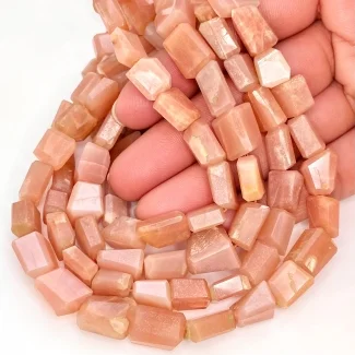 Peach Moonstone 9-13mm Faceted Nugget Shape AA+ Grade Gemstone Beads Strand - Total 1 Strand of 10 Inch.