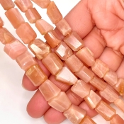 Peach Moonstone 9-13mm Faceted Nugget Shape AA+ Grade Gemstone Beads Strand - Total 1 Strand of 10 Inch.
