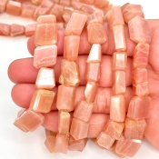 Peach Moonstone 9-13mm Faceted Nugget Shape AA+ Grade Gemstone Beads Strand - Total 1 Strand of 10 Inch.
