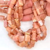 Peach Moonstone 9-13mm Faceted Nugget Shape AA+ Grade Gemstone Beads Strand - Total 1 Strand of 10 Inch.