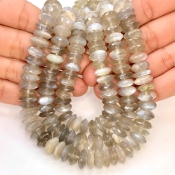Grey Moonstone 9-11mm German Cut Disk Shape AAA Grade Gemstone Beads Strand - Total 1 Strand of 16 Inch.