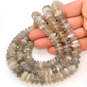 Grey Moonstone 9-11mm German Cut Disk Shape AAA Grade Gemstone Beads Strand - Total 1 Strand of 16 Inch.