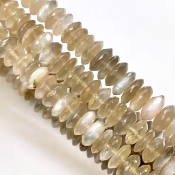 Grey Moonstone 9-11mm German Cut Disk Shape AAA Grade Gemstone Beads Strand - Total 1 Strand of 16 Inch.